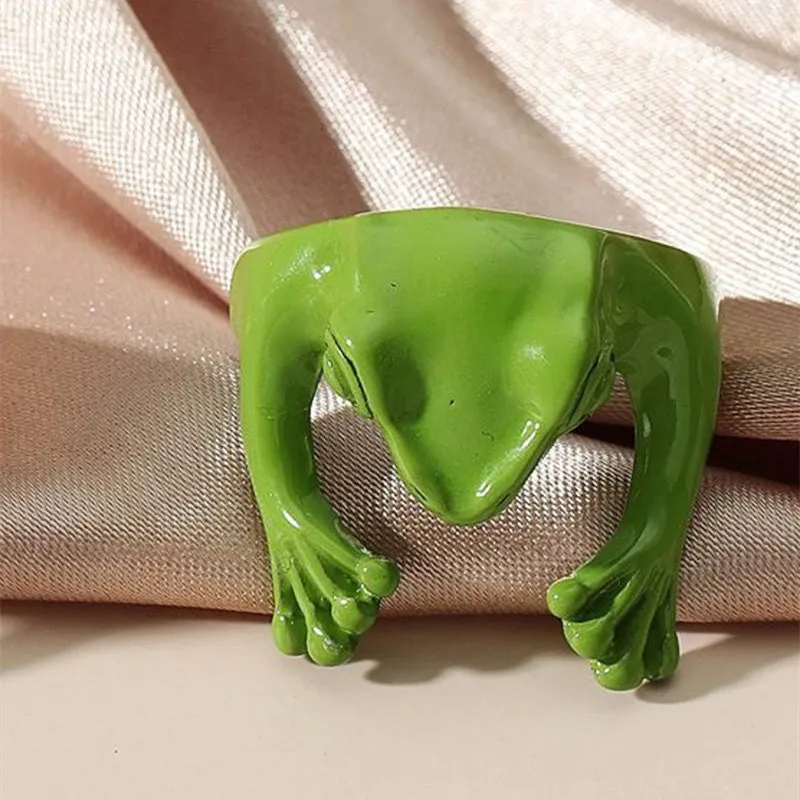 Модные милые зеленые серьги в виде лягушки из сплава с открытыми регулируемыми