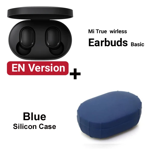 EN add blue case Оригинальные Xiaomi mi наушники Red mi AirDots TWS Bluetooth 5,0, беспроводные стерео наушники с шумоподавлением, наушники mi C, глобальная версия - Цвет: EN add blue case