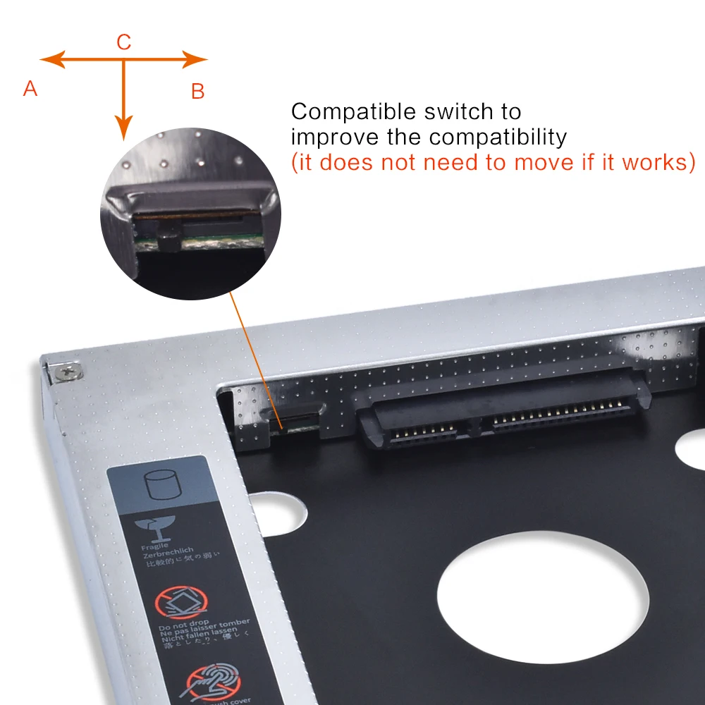 Tishric Универсальный алюминиевый/пластиковый 9,5 мм SATA 3,0 2," HDD Caddy пластиковый кейс адаптер DVD HDD Жесткий для ноутбука CD Optibay