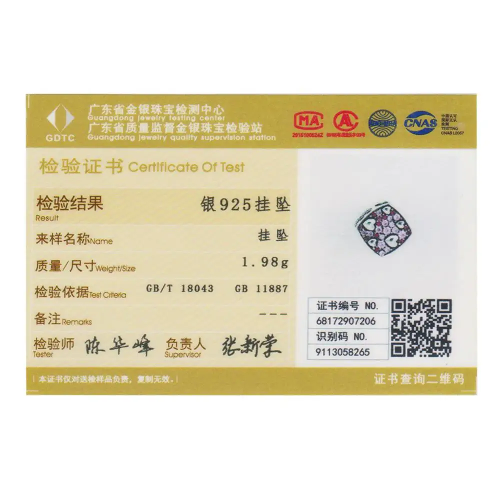 925 Sterling Silver Pink Crystal Heart Square Charm Beads fit DIY Bracelet Jewelry Girlfriend Gift For Friends SCC471 | Украшения и