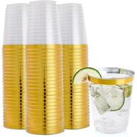20 pieces disposable cups 10oz transparent hard plastic rimmed plastic cup birthday wedding party cup