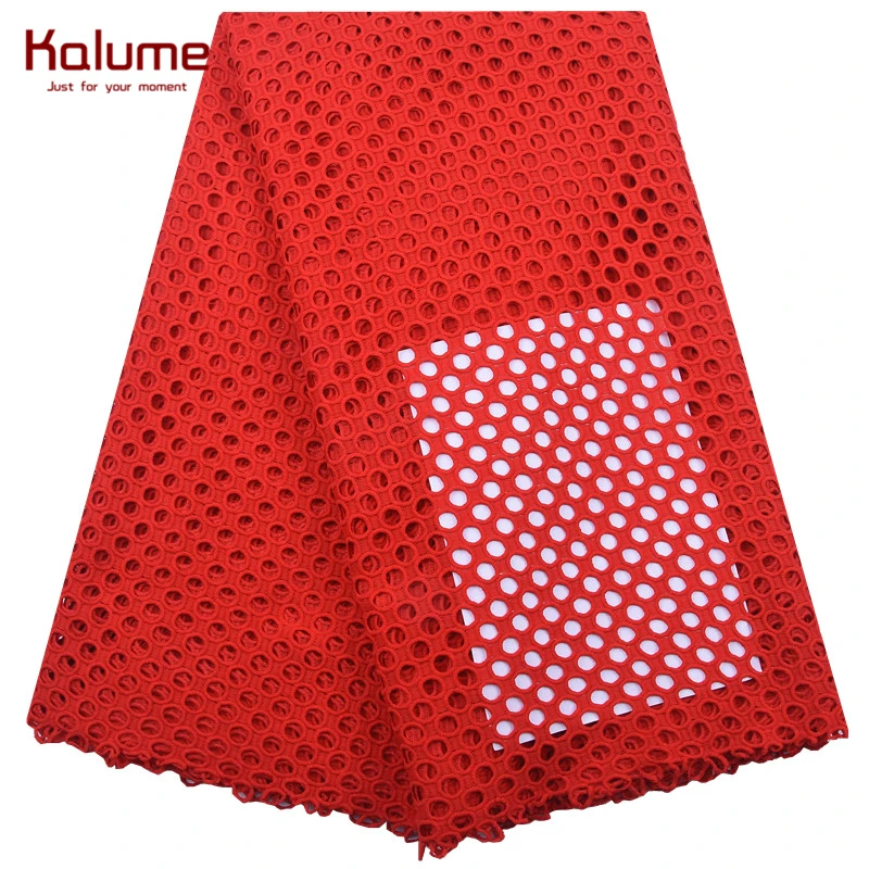 

Kalume Latest African Guipure Cord Lace Fabric Hollow Out White Nigerian Water Soluble Cord Lace Fabric For Party Wedding F2134