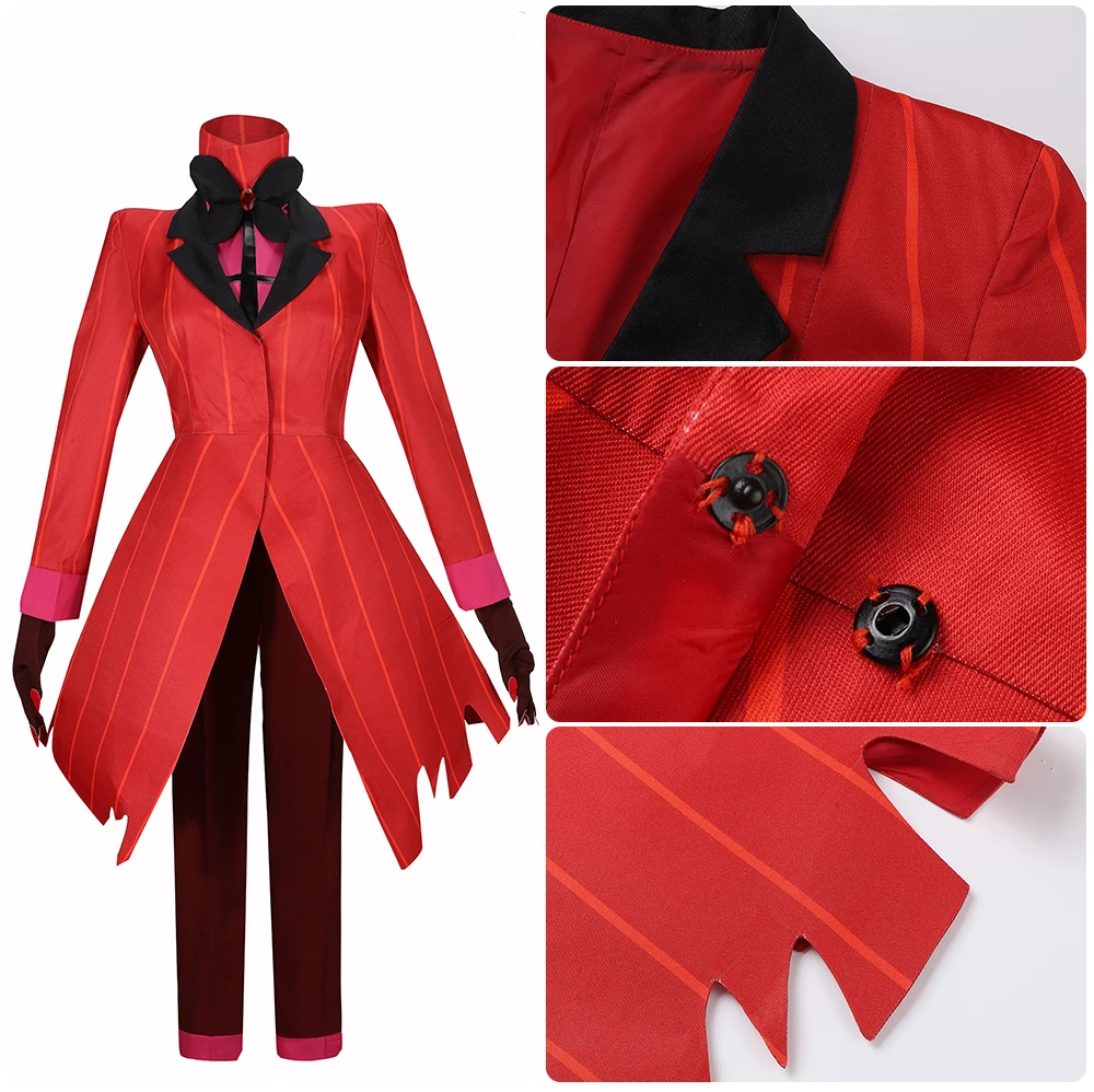 

Hazbin Hotel Alastor Cosplay Costume Red Uniform Women Girls Halloween Carnival Jacket Pants Shirt For Women Man