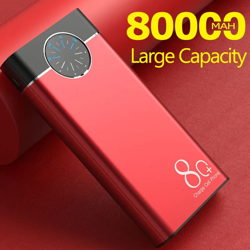 Внешний аккумулятор с 2-мя USB-портами и цифровым дисплеем 80000 мАч | Мобильные