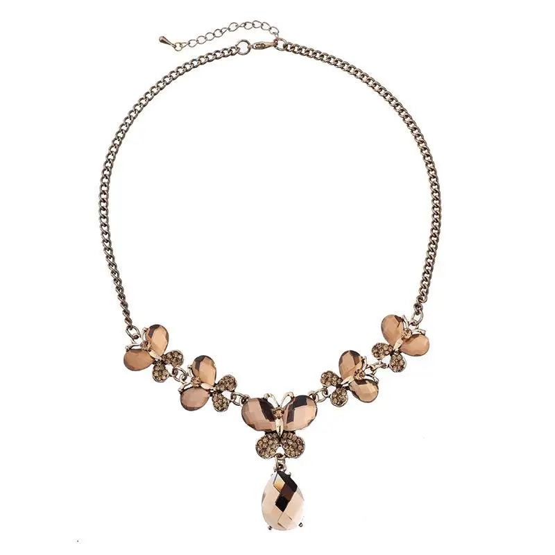

Fashion Clavicle Necklace Exaggerated Butterfly Crystal Gem Pendant Color-preserving Vacuum Plating Necklace Jewellery