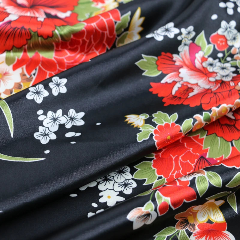 Винтажные Цветы японское кимоно текстиль мягкая ткань имитация шелка и