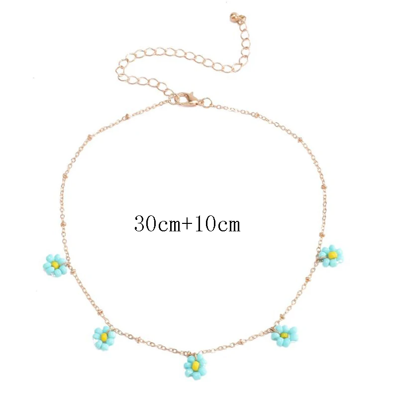 

New Summer Boho Colorful Daisy Resin Seeds Beads Handmade Collar Clavicle Choker Necklaces for Women Hot Jewelry Gifts Lovely