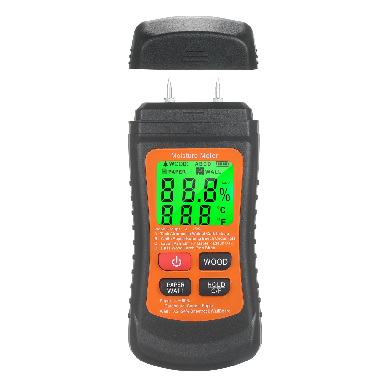 

Wood Moisture Meter Hygrometer LCD Digital Damp Moisture Tester with Green Backlight Pin Type Water Leak & Moisture Detector