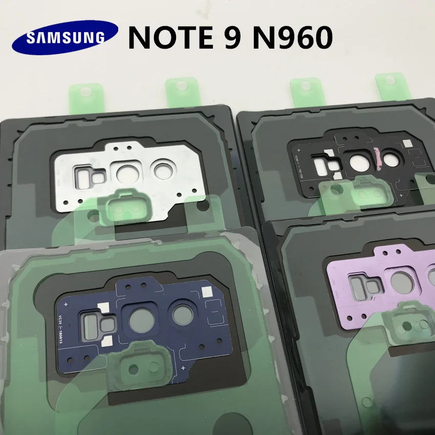 Samsung Galaxy NOTE 9 N960 N960F SM-N960FD задняя крышка батарейного отсека Корпус+ Ушная камера стеклянная рамка объектива Запасные части для ремонта