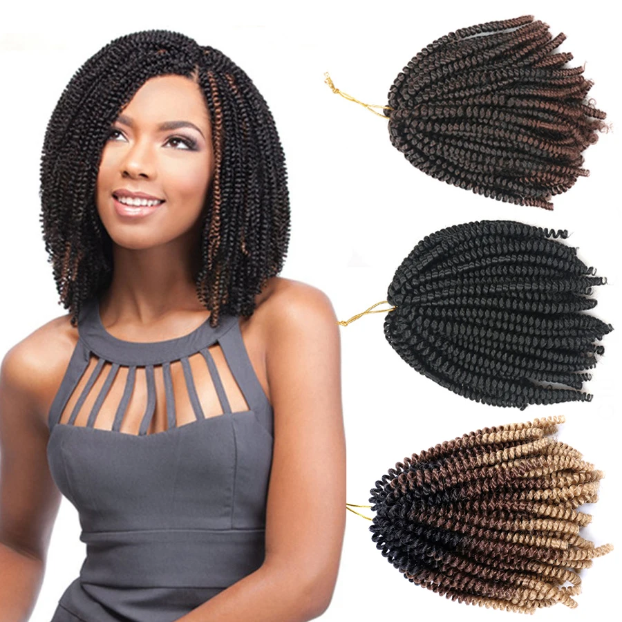 

Spring Twist Hair 8Inch Fluffy Crochet Braids Synthetic Hair Extensions Braids Kinky Curly Twists 30strands/pc Black Brown