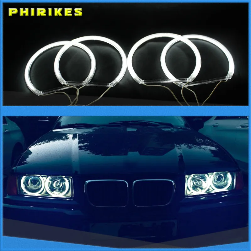 

Car-styling Dual color WHITE Yellow 4X131MM LED Halo Rings Cotton Light For BMW E36 E38 E39 E46 M3 LED SMD Angel Eyes Lamp