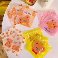 4pcs creative plastic fresh keeping bags reusable food belt vacuum sealer bear food biscuit candy small packaging candy sack