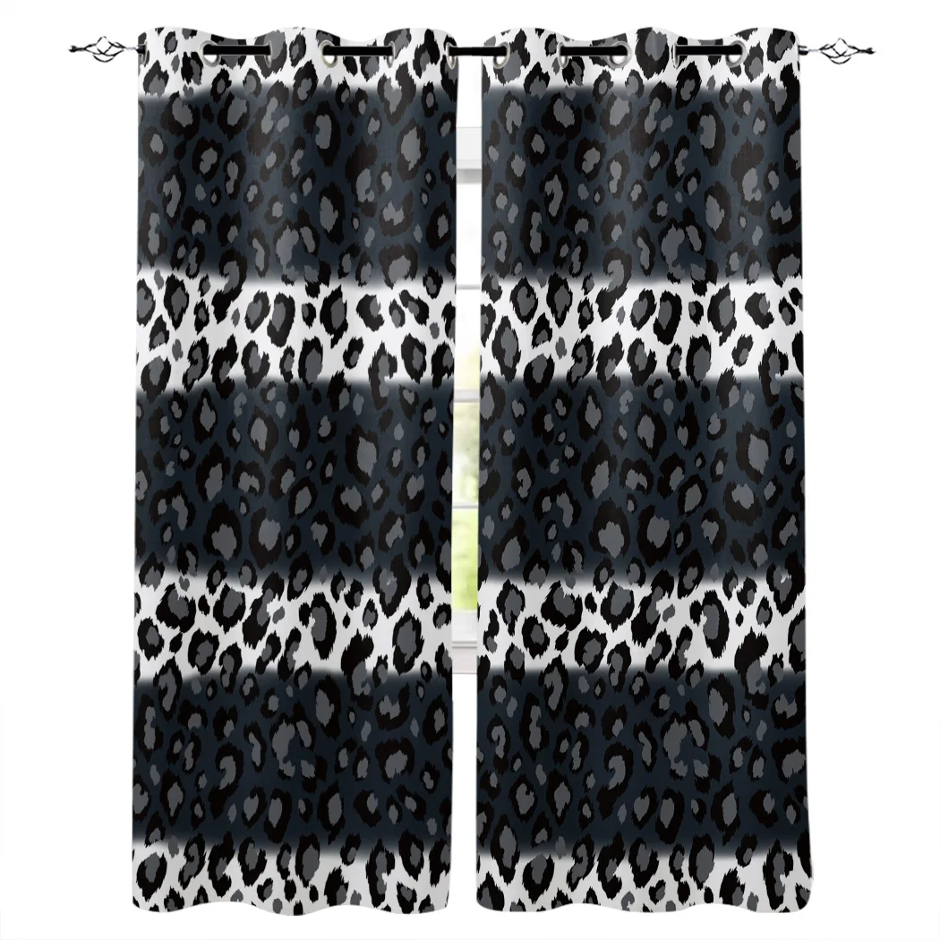 Шторы с леопардовым принтом в черно-белую полоску занавески для окон балдахины