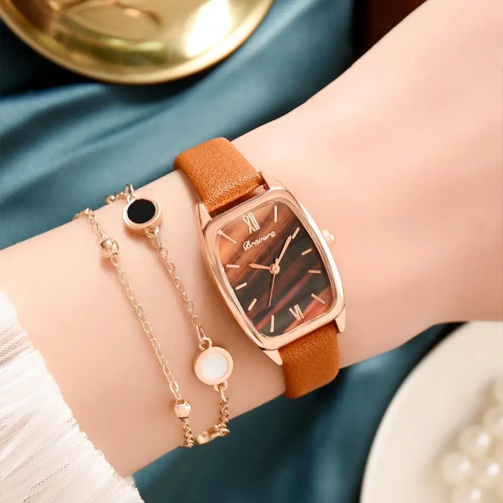 Часы наручные женские кварцевые с кожаным ремешком люксовые Модные Повседневные