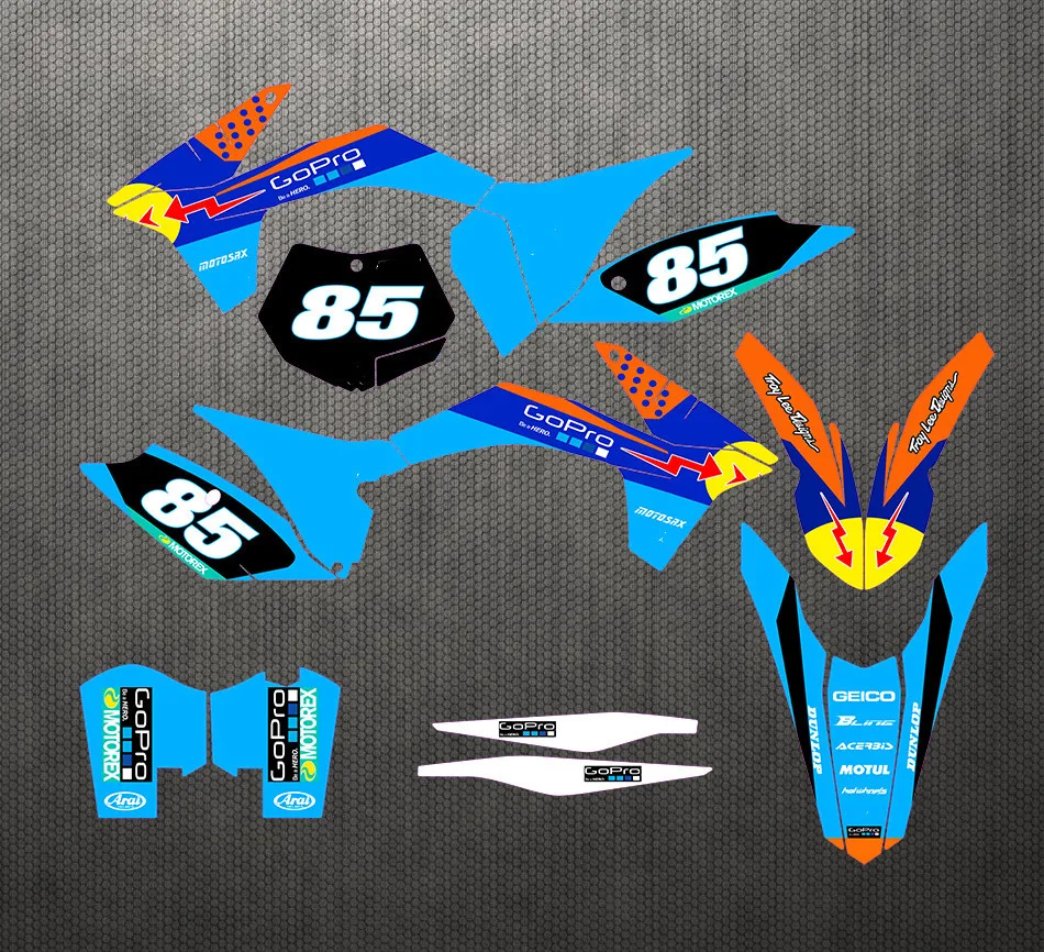 Бесплатные пользовательские цифры Имя Наклейки графические наклейки для KTM 125 150