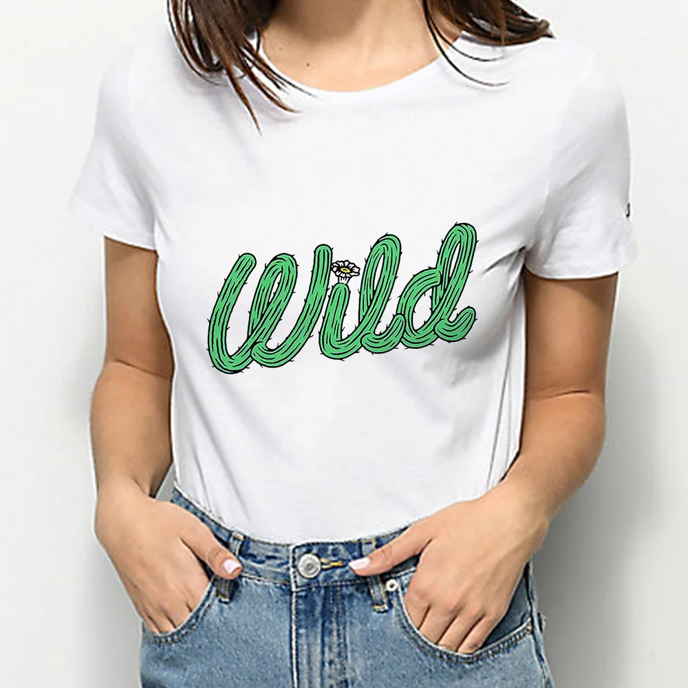 

Wild Cactus Fashion Shirt Woman Kawaii Harajuku Tshirt 2022 New Young Casual Short Sleeve Soft Girl Aesthetic Hip Hop Pullover