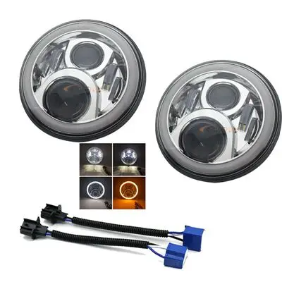 50w chrome 2X7 дюймов круглый светодиодный фары проекционный комплект фар для Jeep Wrangler JK TJ LJ lada niva 4x4 suzuki samurai Hummer H1 H2 - Цвет: 50w chrome