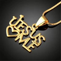 2021 fashion jesus love me stainless steel necklace for women gold color statement necklace jewelry hip hop