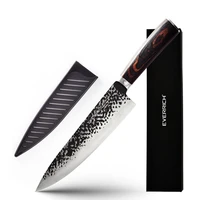 everrich professional 8 inch chef knife kitchen knife black hammering pattern blade japanese 5cr15mov high carbon chef knife