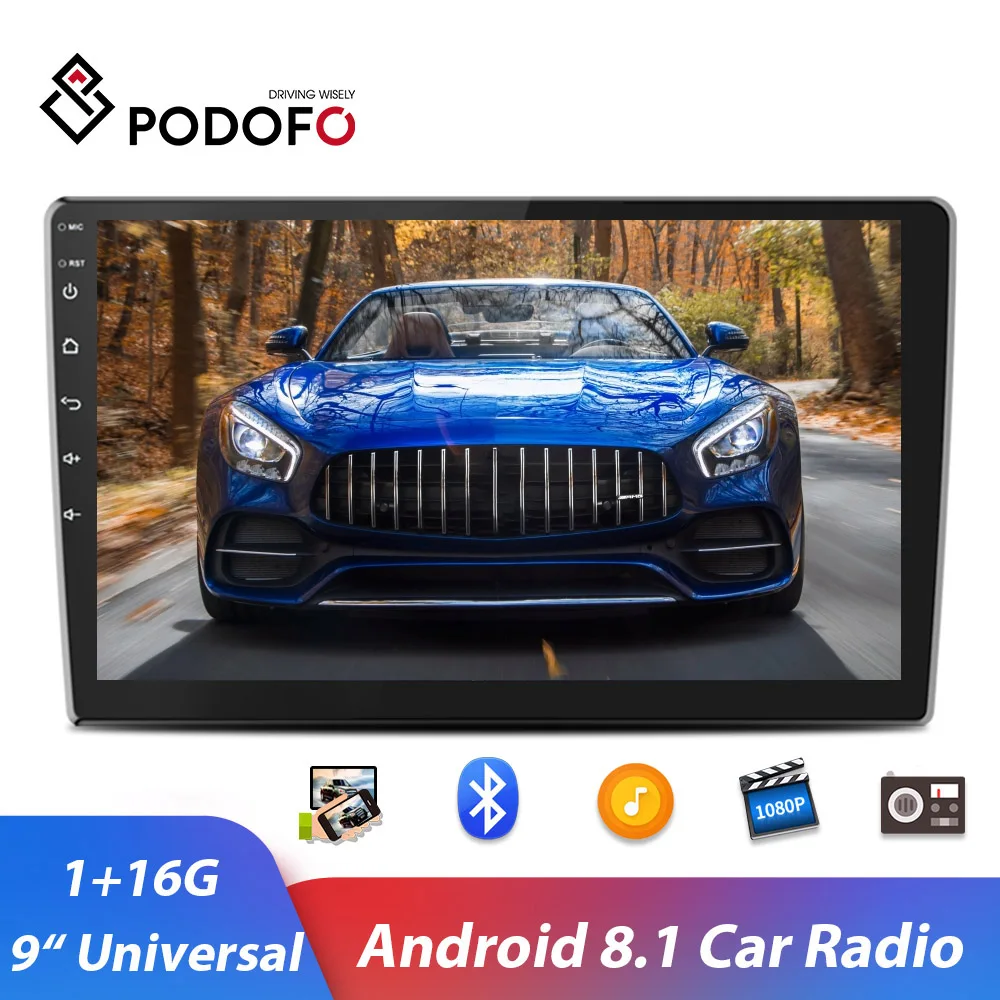 Автомагнитола Podofo 9 дюймов Android 8 1 GPS Bluetooth Wi Fi 2 Din|Автомагнитолы| |