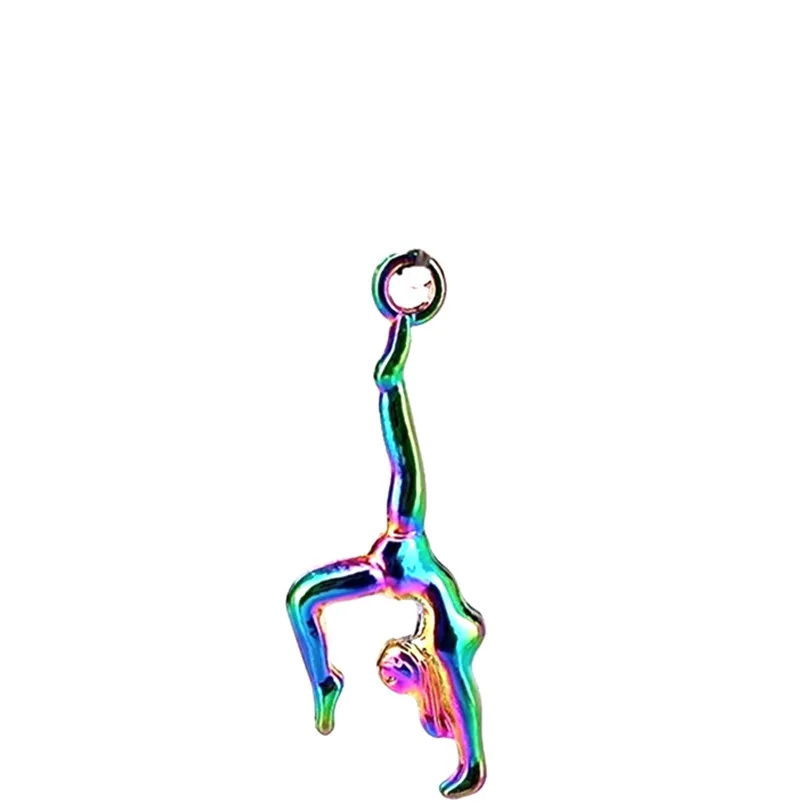 

10PCS Alloy The gym Gymnastics Gymnasts Girl Charms Pendant Rainbow For Jewelry Making Earring Necklace Metal Bulk Wholesale