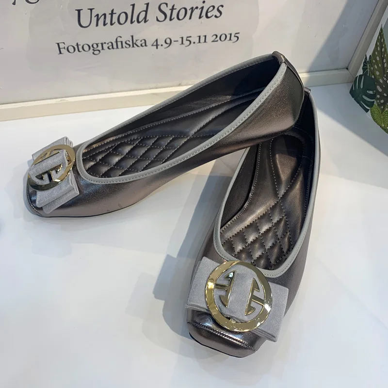 

2021 Summer Flat Square Toe Casual Shoes Round Buckle Comfortable Casual Ballet Plus-size Motzapatos De La Madre Para Mujeres