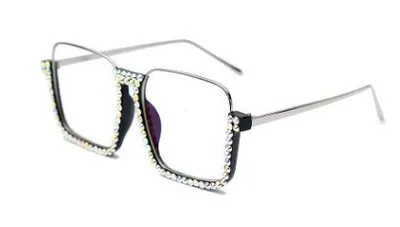 

Trend half-frame transparent sunglasses European and American luxury handmade rhinestone ladies sunglasses fashion sunglasses