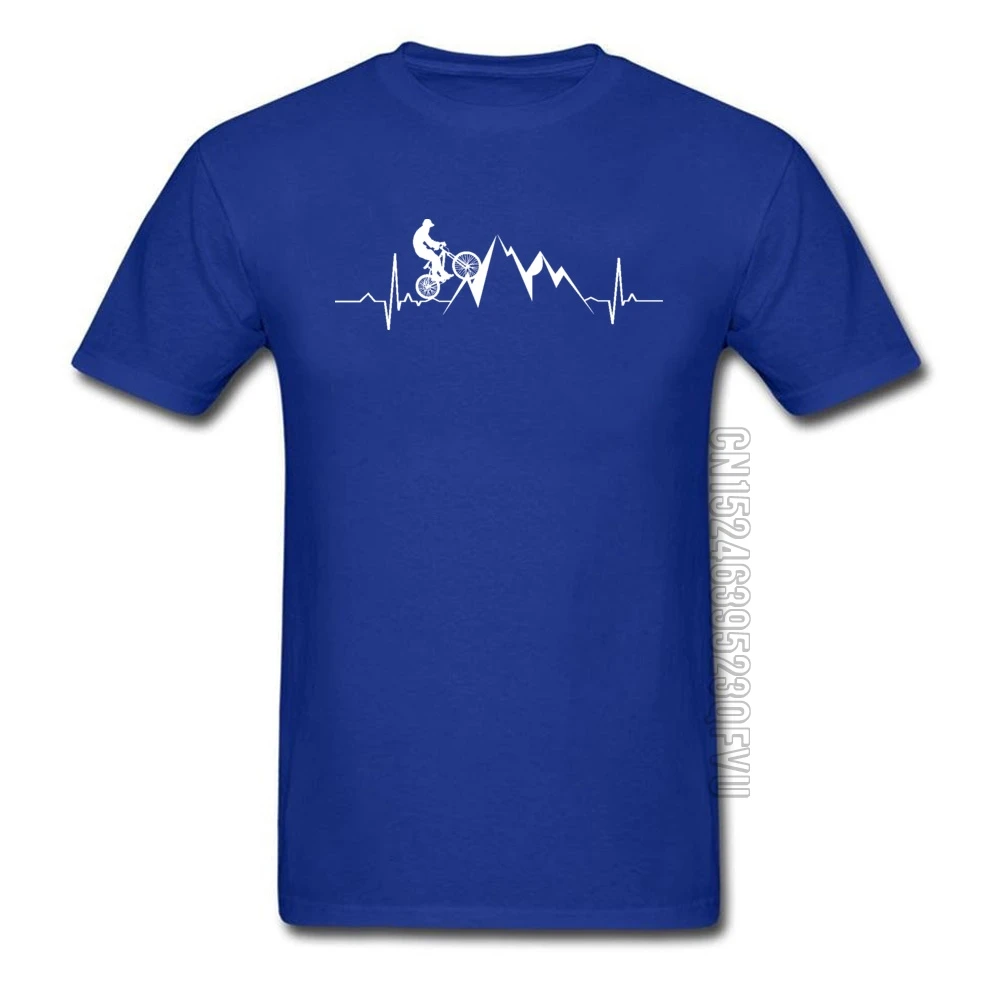 Heartbeat Mountain Bike Cycle Men Brand Blue Tshirt Biker Rider Physical Exercise T Shirt O Neck Autumn Tops Shirt Mount Forest