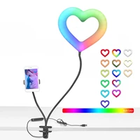 fosoto 6 inch heart shape lamp led dimmable ring light for desktop clip phone stand for studio tik tok live selfie photography