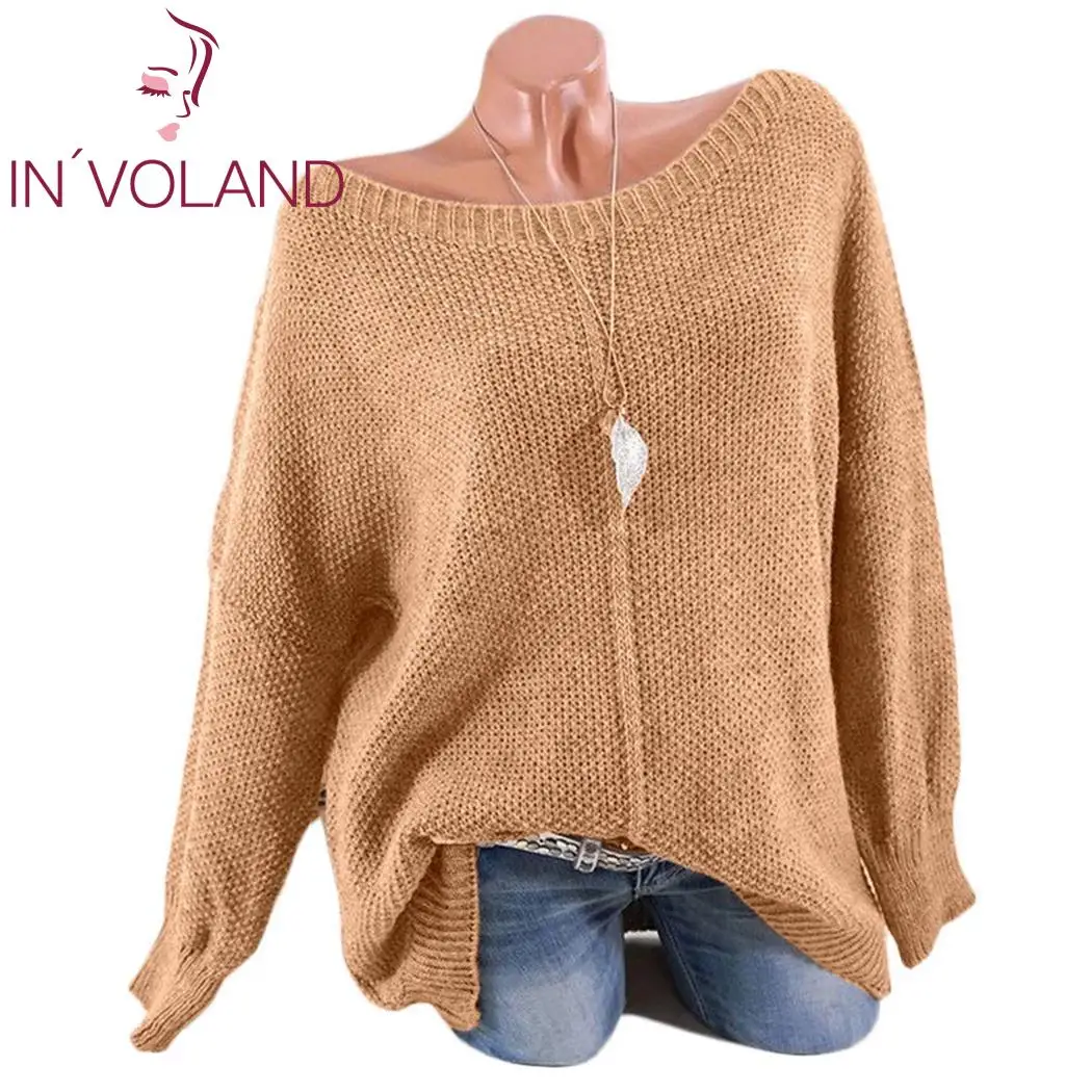 Женские Повседневные свитера размера плюс Осень-зима v-образный вырез длинный