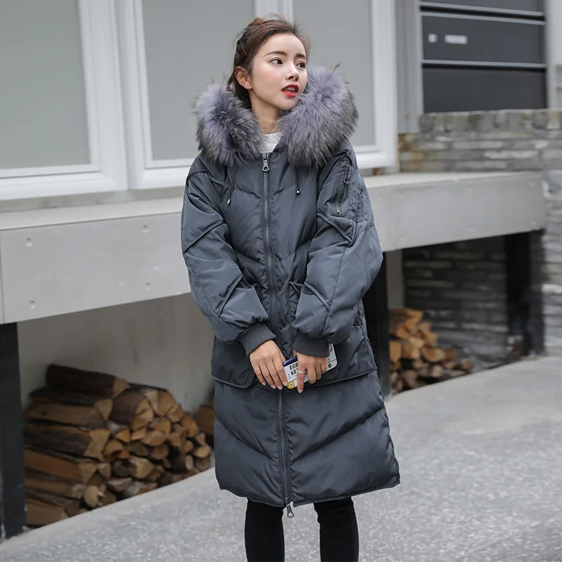 Кепка капюшон с большим воротником средней длины женская пуховая одежда по