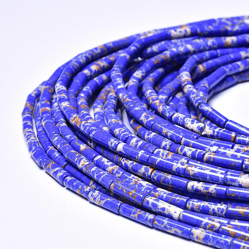 Натуральный круглой трубе каменные бусы красочные бусины 38 см прядь 4 мм x 13 для