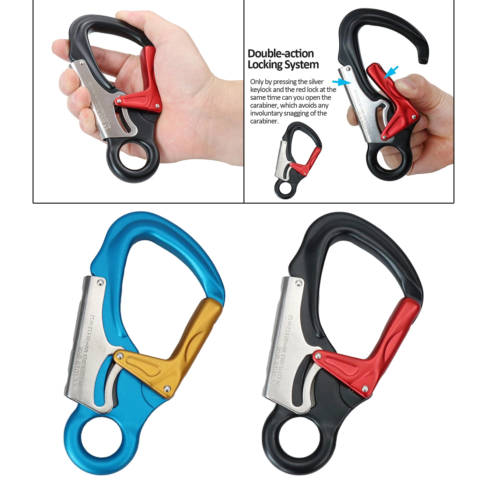 

Climbing Carabiner Rappelling D-Shape Snap Hook Safety Buckle Clasp Keychain