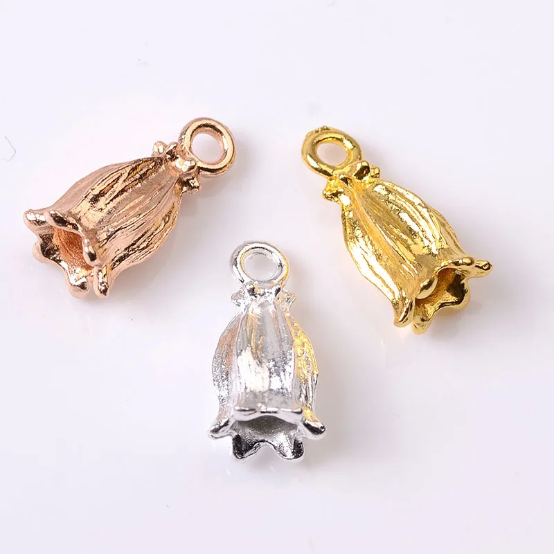 50pc 7*16mm Gold color Flower Buds charm for cloth/wedding hair Jewelry Findings for DIY Handmade Jewelry Making