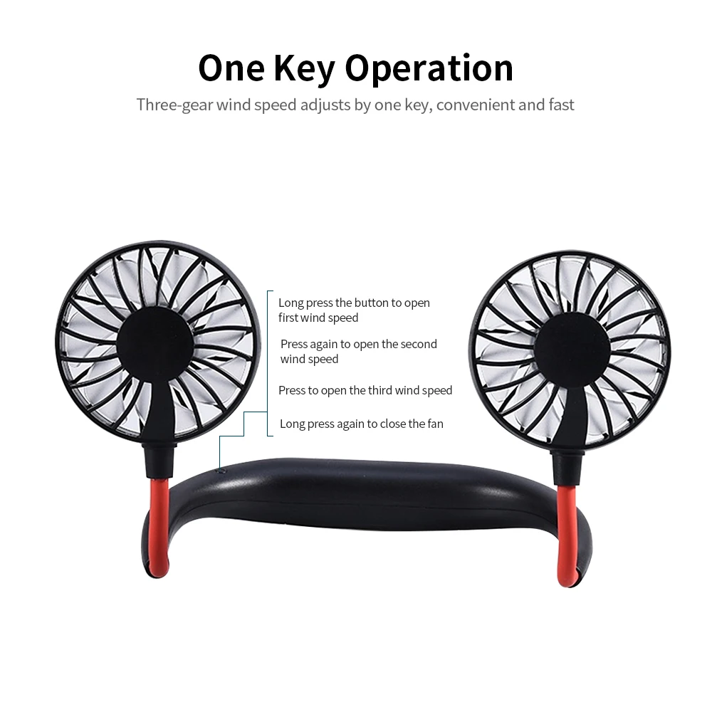 

Portable Hanging Neck Fan Mini Portable USB Rechargeable Fan 3-gear Wind Speed 360 Rotation Fan Pink