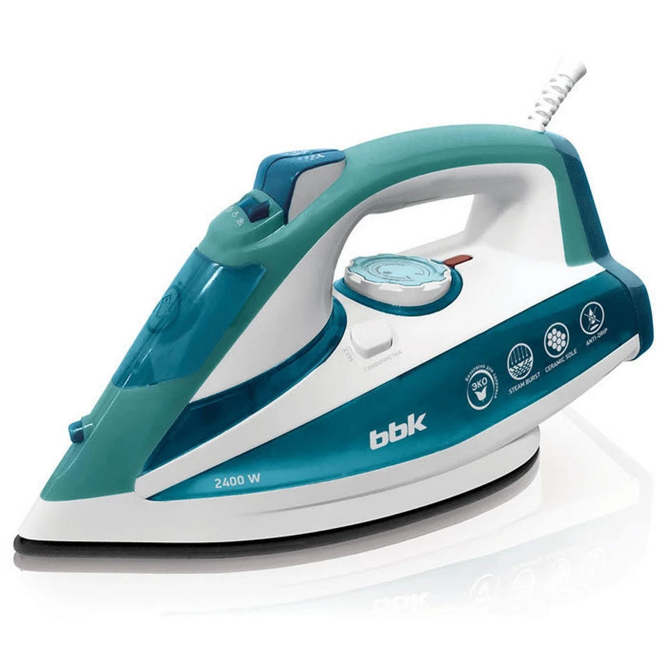 Утюг BBK ISE-2401 green (Мощность 2400 Вт Паровой удар 130г/мин Длина провода 1 8 м) (ISE-2401 (GN)) |