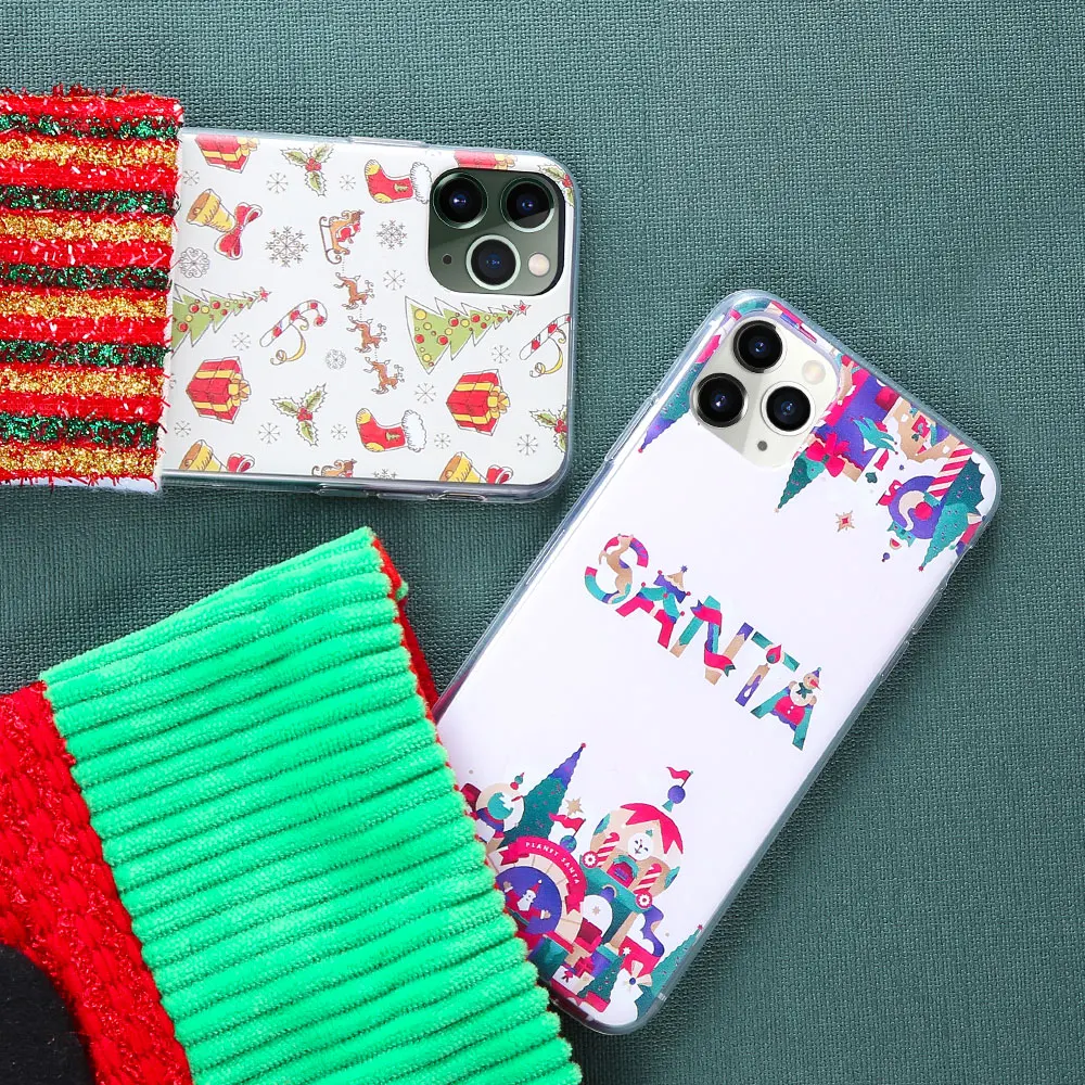 Рождественский чехол для iPhone X 11 Pro Max XS XR с Санта Клаусом оленем мягкий