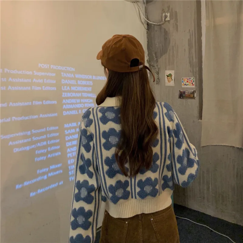 

Sweaters For Women 2019 Autumn Winter New Korean Fashion Long Sleeve Floral Knitted Pullovers Loose Casual Ladies Tops Hipster