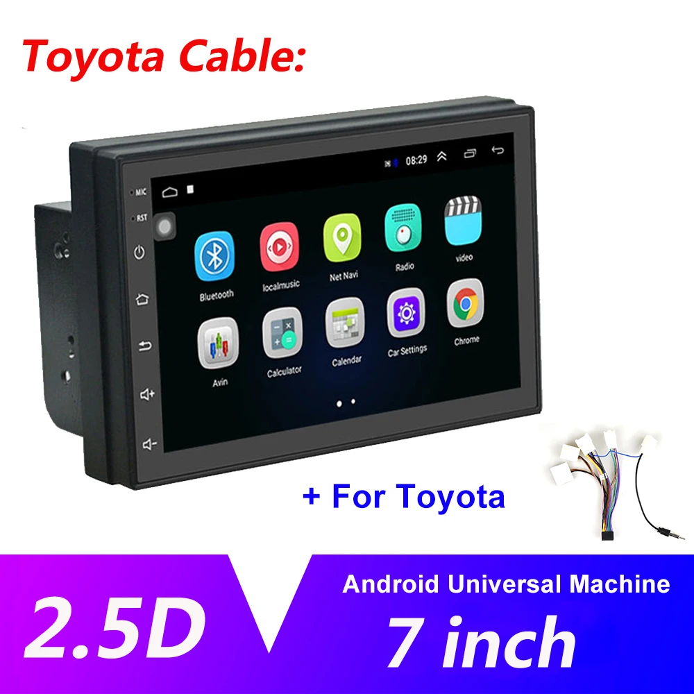 Toyota Cable AMPrime 2 Din автомагнитола Android универсальный gps навигация Bluetooth Сенсорный экран Wifi автомобильный аудио стерео FM USB автомобильный мультимедийный MP5 - Цвет: Toyota Cable