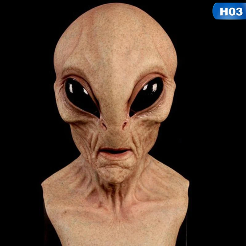 Маска инопланетянина для косплея на Хэллоуин страшная маска все лицо головной