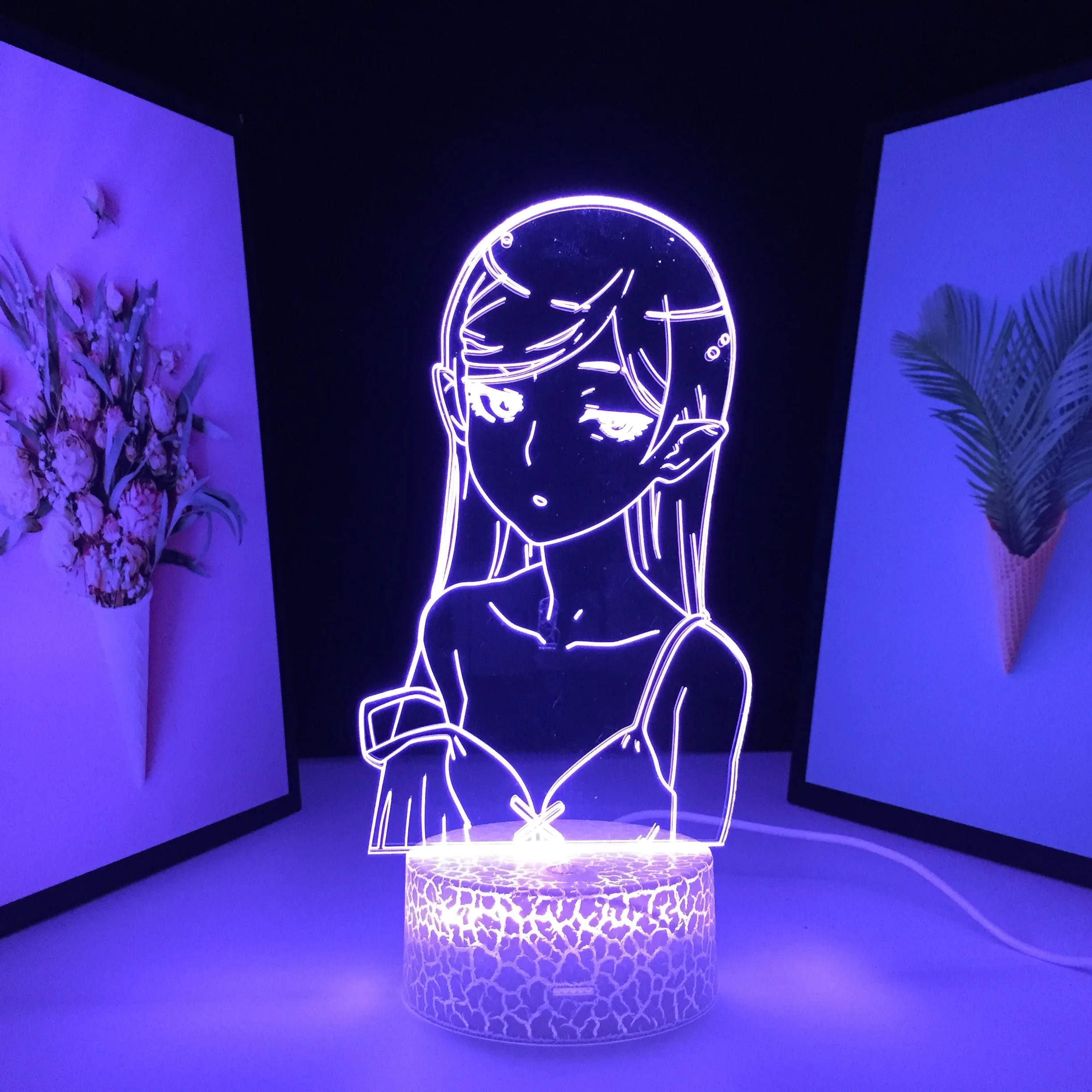 

Красивая фигурка девочки, украшенная длинной юбкой, 3D лампа, акриловая световая направляющая пластина, домашнее украшение, зарядка через USB