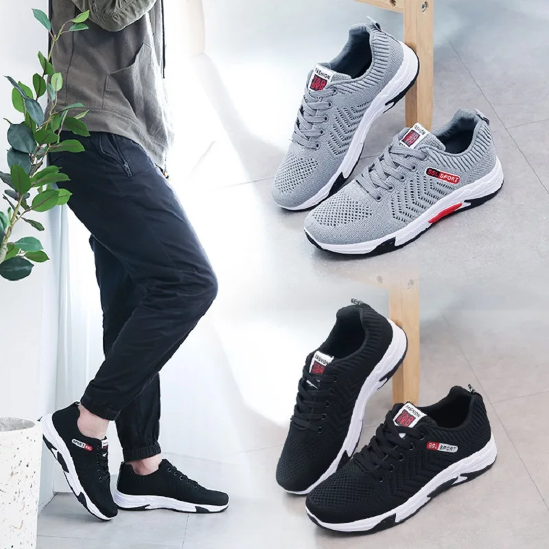 Promotion Flyknit Mens Shoes Casual Mesh Sneakers Men Loafers Breathable Comfortable Zapatos De Hombre Outdoor | Обувь