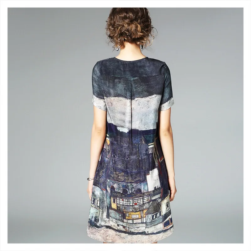 Лето 2020 новое женское шелковое Ретро печатное элегантное свободное