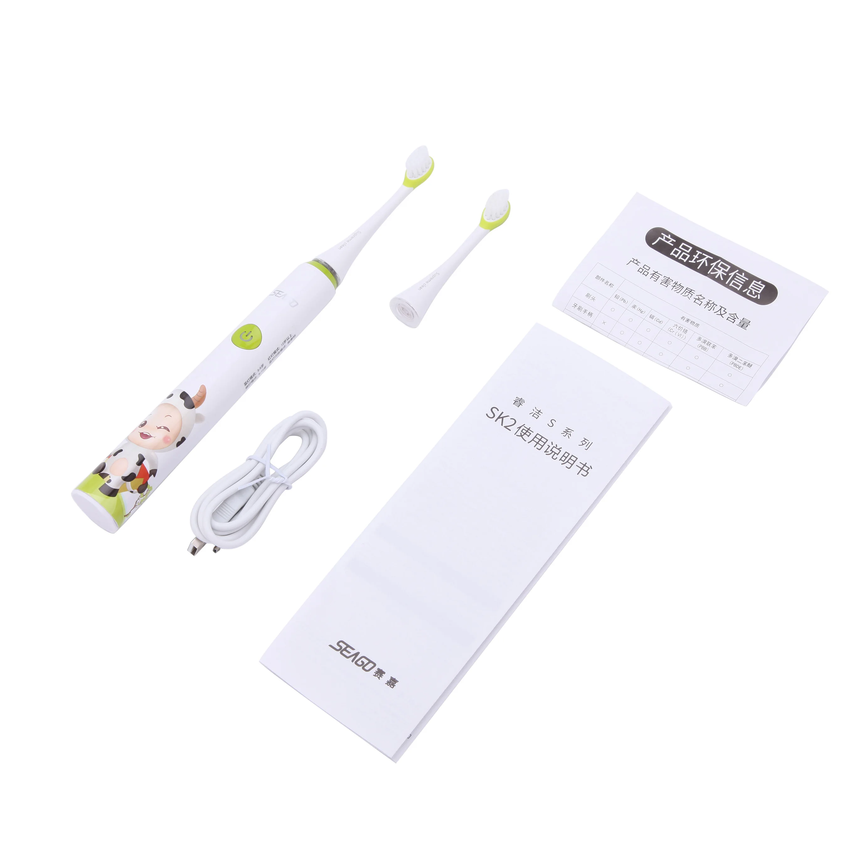 SEAGO Детская электрическая зубная щетка с мультяшным принтом водонепроницаемая