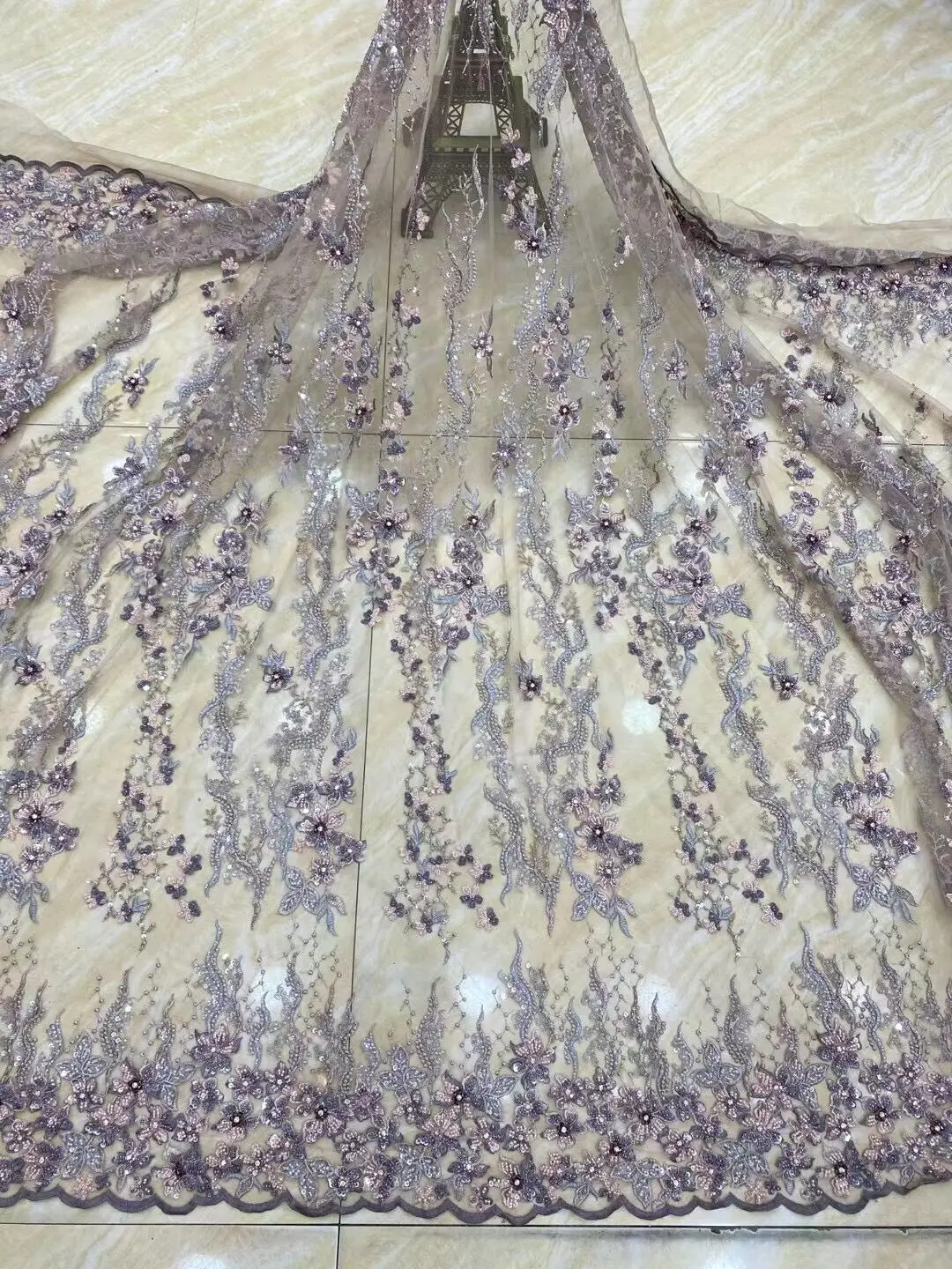 

Latest Design French Net Lace Fabric High Quality African Tulle Lace With beads S-6186814 Nigerian Lace Fabric For Wedding