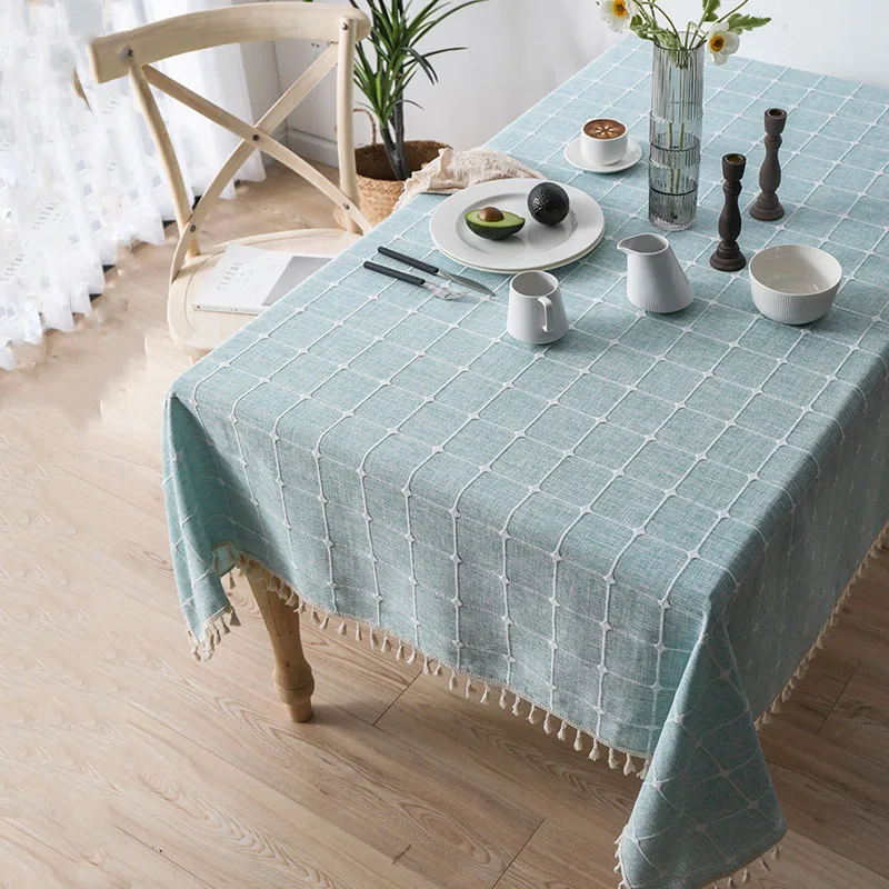 

Скатерть из хлопка и льна, прямоугольная скатерть в скандинавском стиле для чайного столика, простая свежая квадратная скатерть, скатерть д...