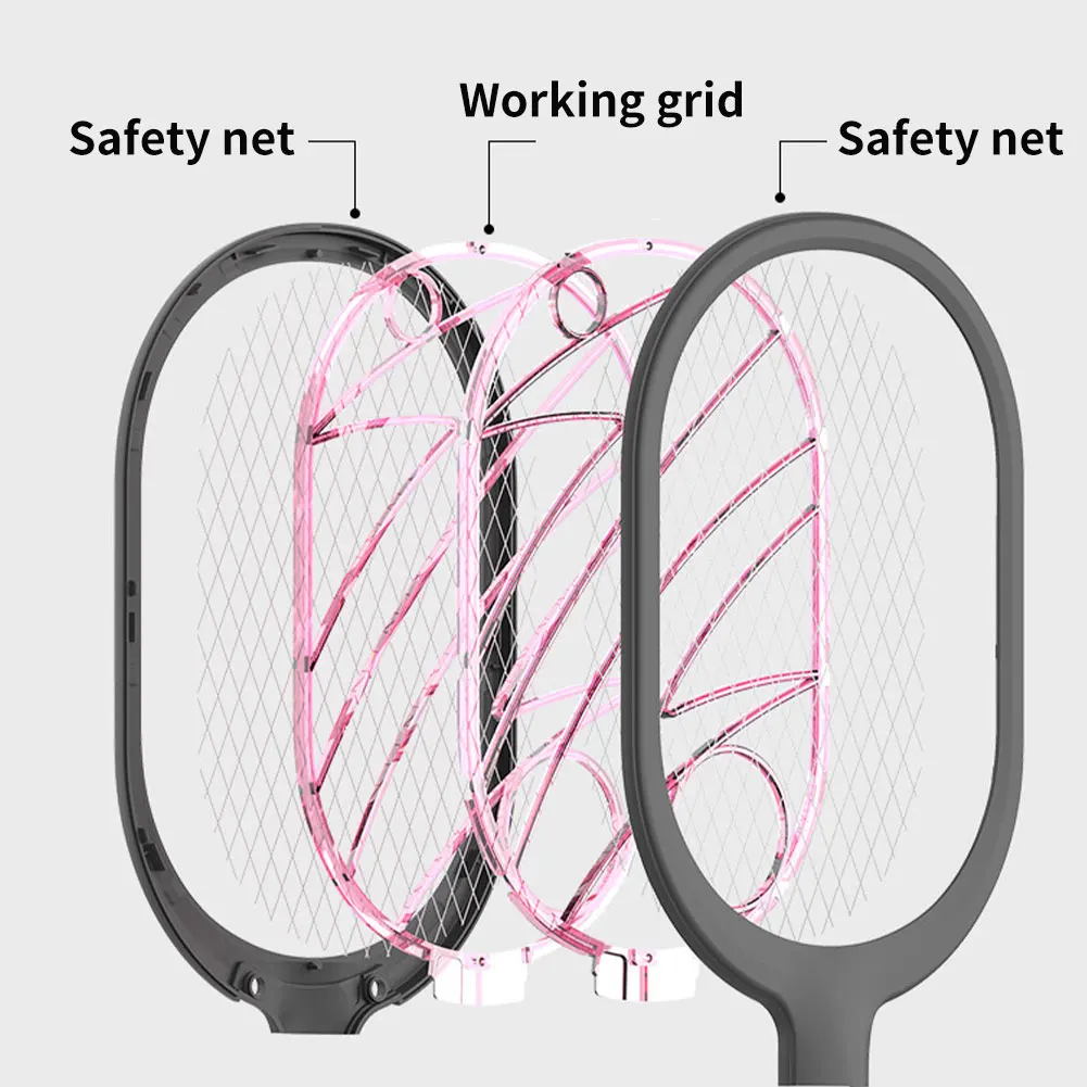 

Electric Mosquito Swatter Mosquito Killer Lamp USB Rechargeable Kill Fly Bug Zapper Killer Trap 3000V Electric Shock With Lights