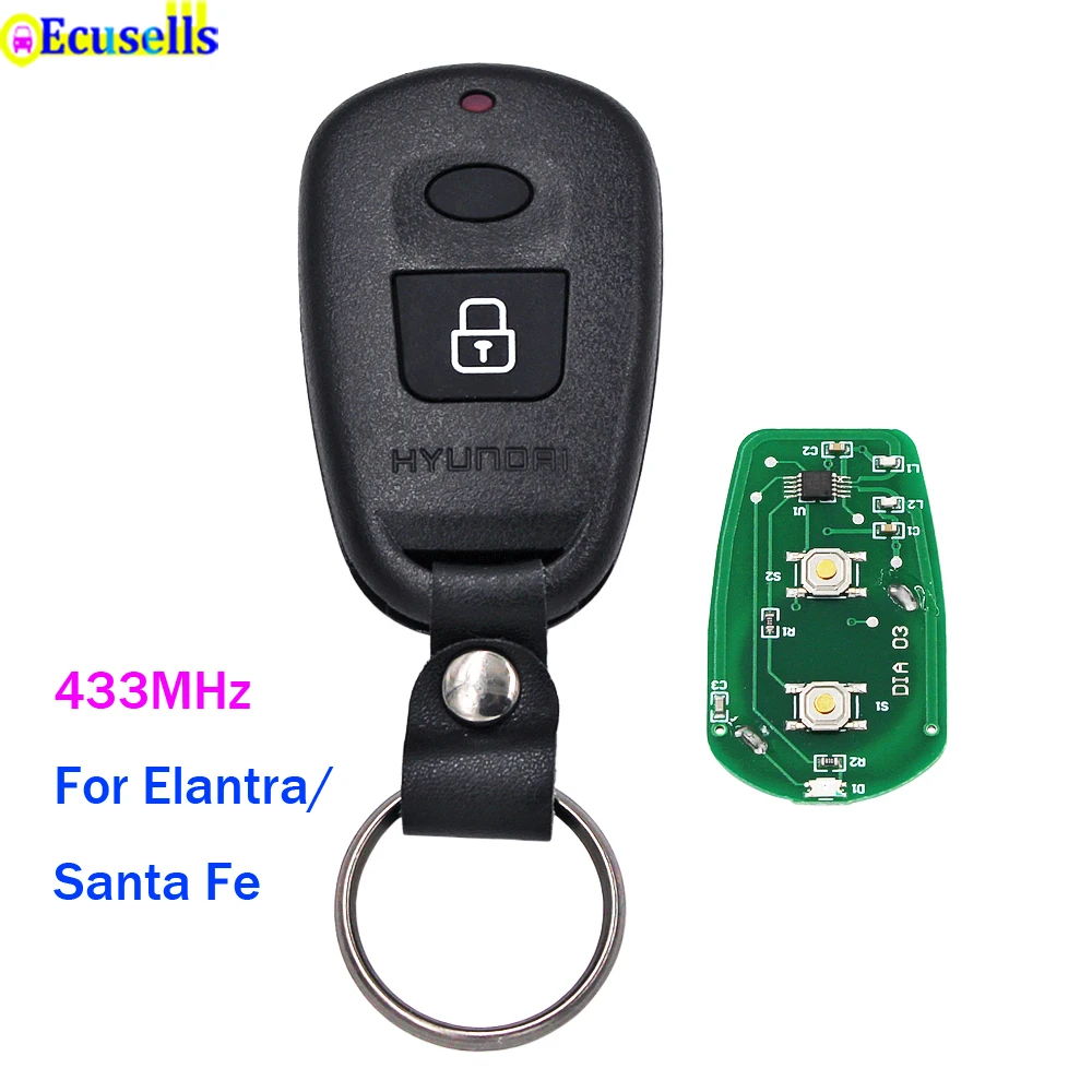 Пульт дистанционного управления с 2 кнопками 433 МГц брелок для Hyundai Santa Fe Elantra|for