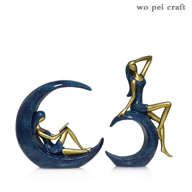 

Nordic Yoga Figure Decoration Home Decor Art Statue Desk Decoration Sculpture Crafts Geometric Statue Moon Abstract Decor