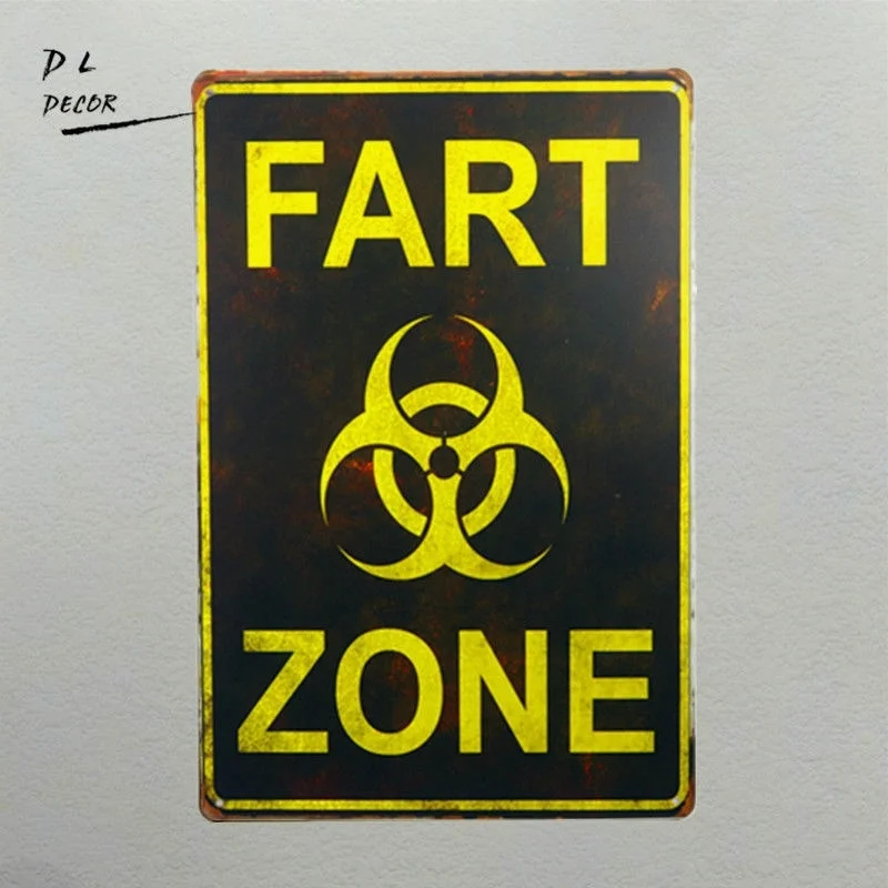 

DL-Warning Fart Zone Metal Sign Bar Pub Garage Diner Cafe Home Wall Decor Garage Shop